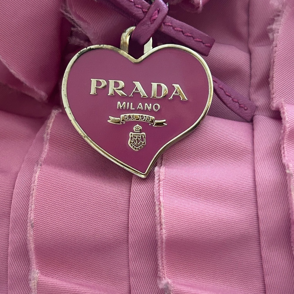 Prada Tessuto origami ruffled nylon tote hand bag pink Italy - Picture 14 of 16